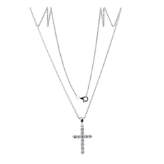 Platinum Round Lab Diamond Cross Pendant Necklace - MMR
