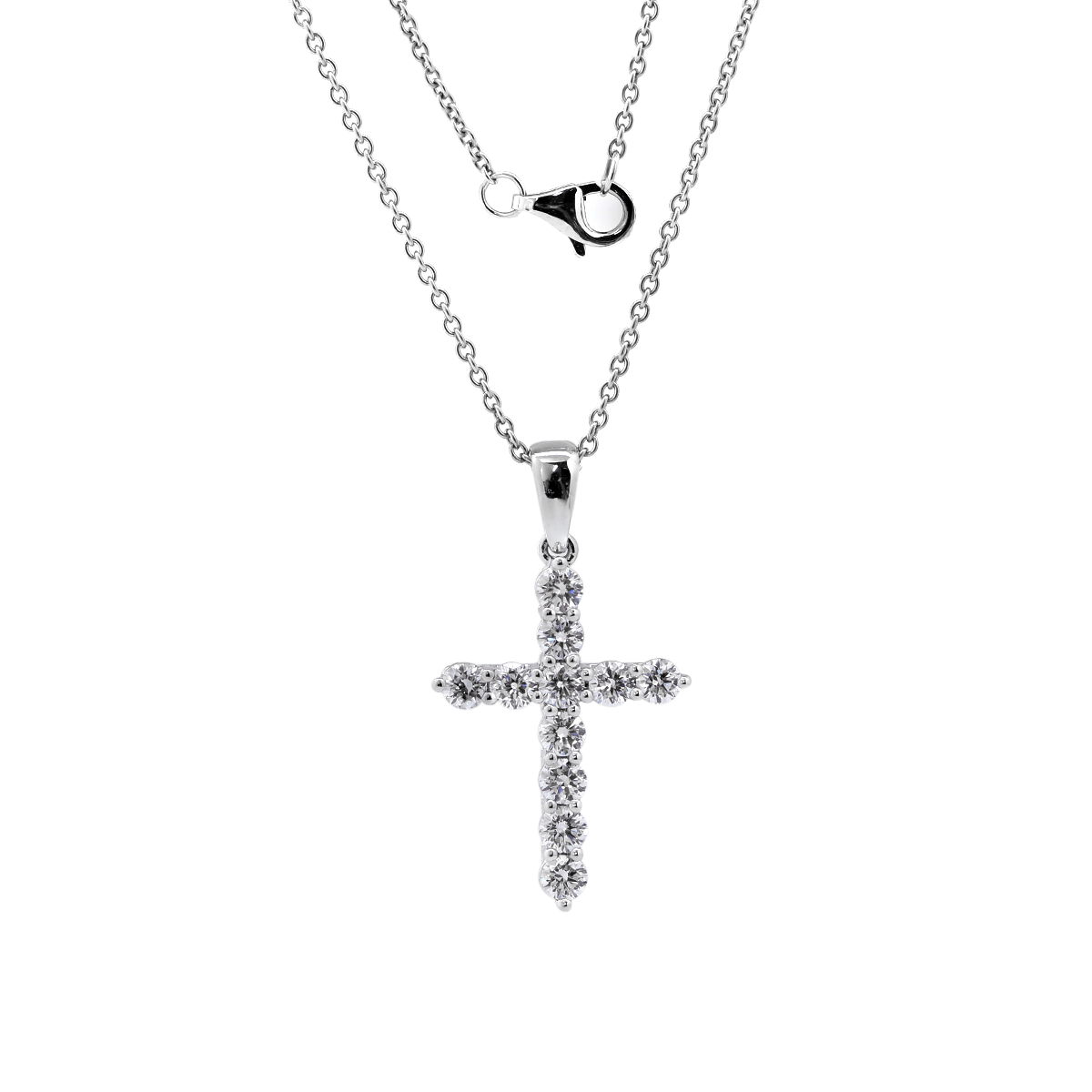 Platinum Round Lab Diamond Cross Pendant Necklace - MMR