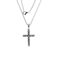 Platinum Round Lab Diamond Cross Pendant Necklace - MMR