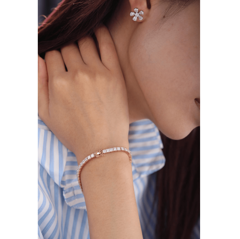 Princess Cut Lab Diamond Tennis Bracelet in Prong Setting - MMR