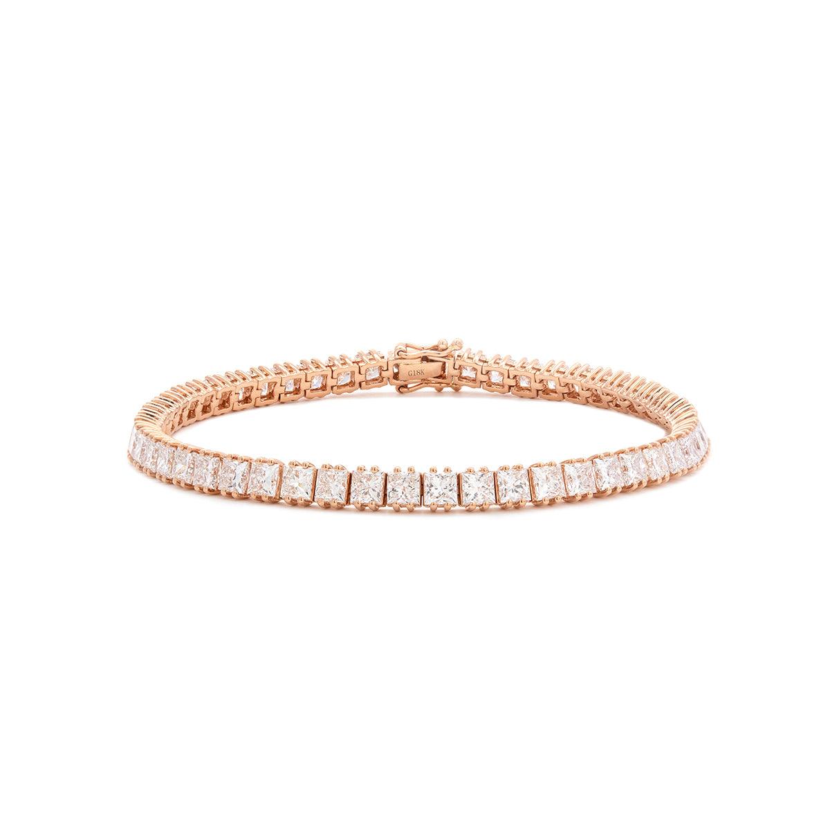 Princess Cut Lab Diamond Tennis Bracelet in Prong Setting - MMR