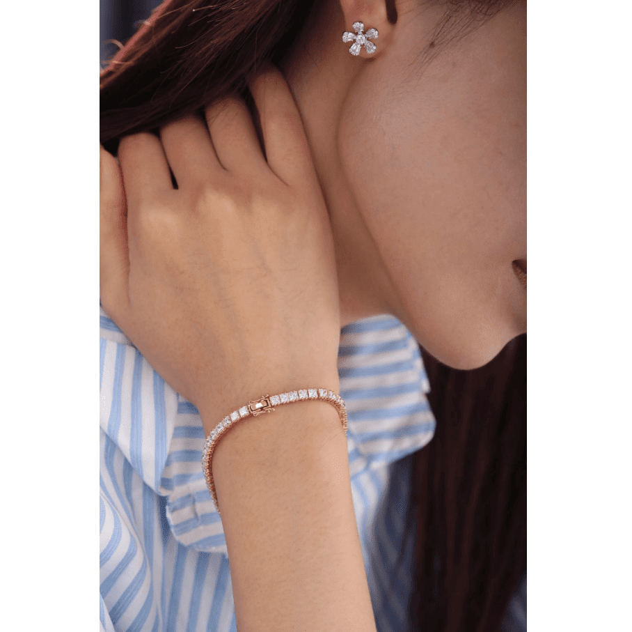 Princess Cut Lab Diamond Tennis Bracelet in Prong Setting - MMR