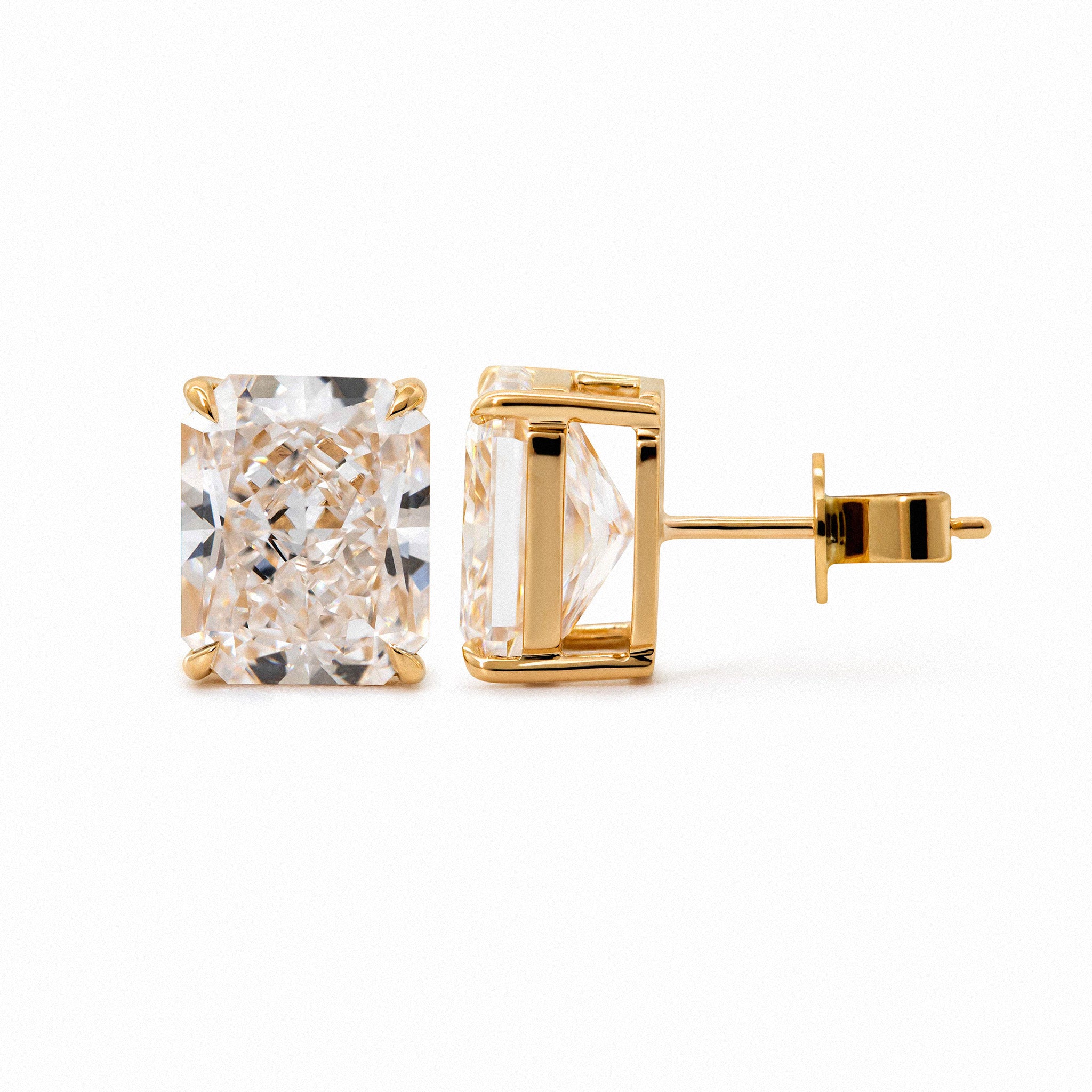 Radiant Brilliant Lab Diamond Four - Prong Basket Setting Stud Earrings - MMR