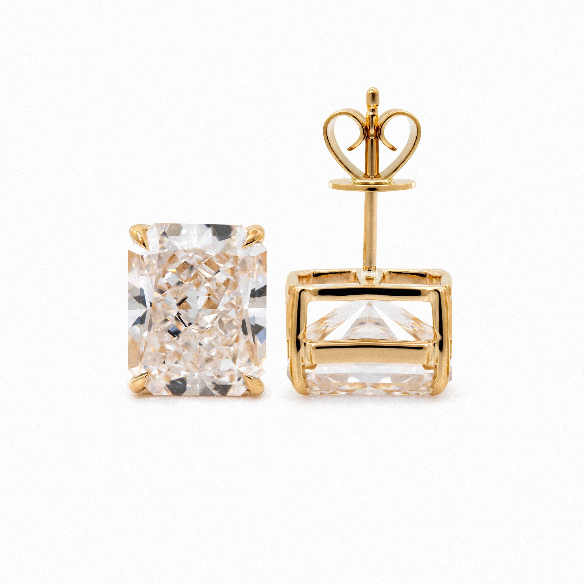 Radiant Brilliant Lab Diamond Four - Prong Basket Setting Stud Earrings - MMR