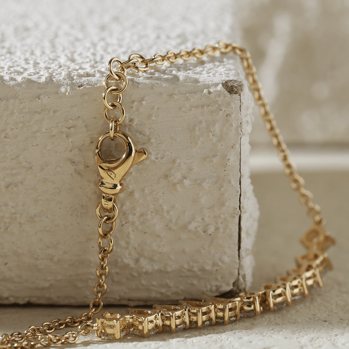 Round and Pear - Shaped Lab Diamond Chain Bracelet in Prong Basket Setting - MMR