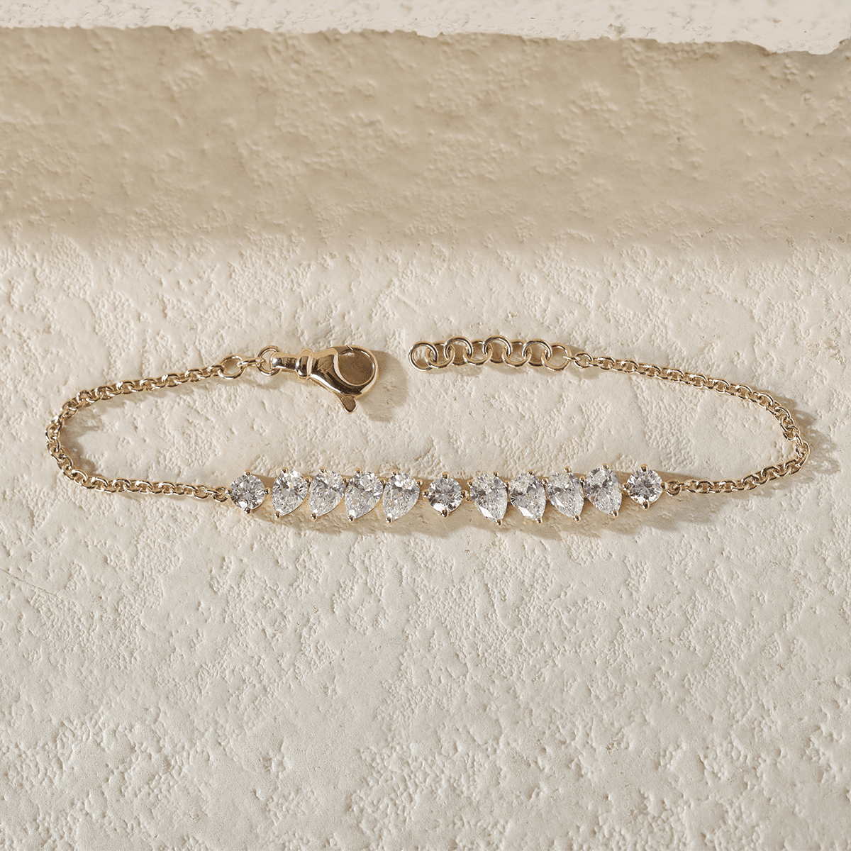 Round and Pear - Shaped Lab Diamond Chain Bracelet in Prong Basket Setting - MMR