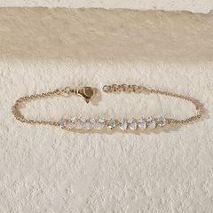 Round and Pear - Shaped Lab Diamond Chain Bracelet in Prong Basket Setting - MMR