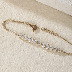 Round and Pear - Shaped Lab Diamond Chain Bracelet in Prong Basket Setting - MMR