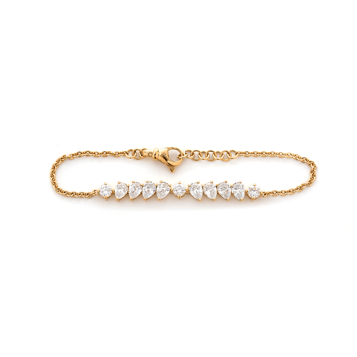 Round and Pear - Shaped Lab Diamond Chain Bracelet in Prong Basket Setting - MMR