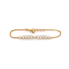 Round and Pear - Shaped Lab Diamond Chain Bracelet in Prong Basket Setting - MMR