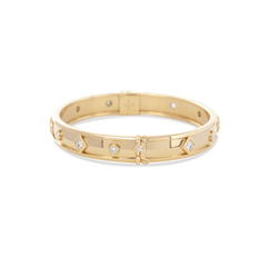 Round and Princess Cut Lab Diamond Bezel - Set Bangle Bracelet - MMR