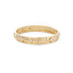 Round and Princess Cut Lab Diamond Bezel - Set Bangle Bracelet - MMR