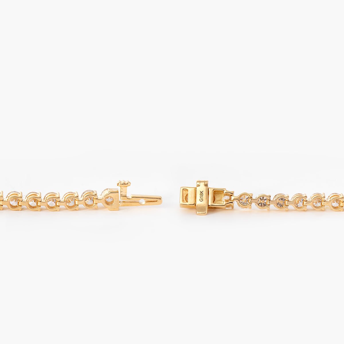 Round Brilliant Cut Lab Diamond Three - Prong Basket Tennis Bracelet with Box Clasp - MMR