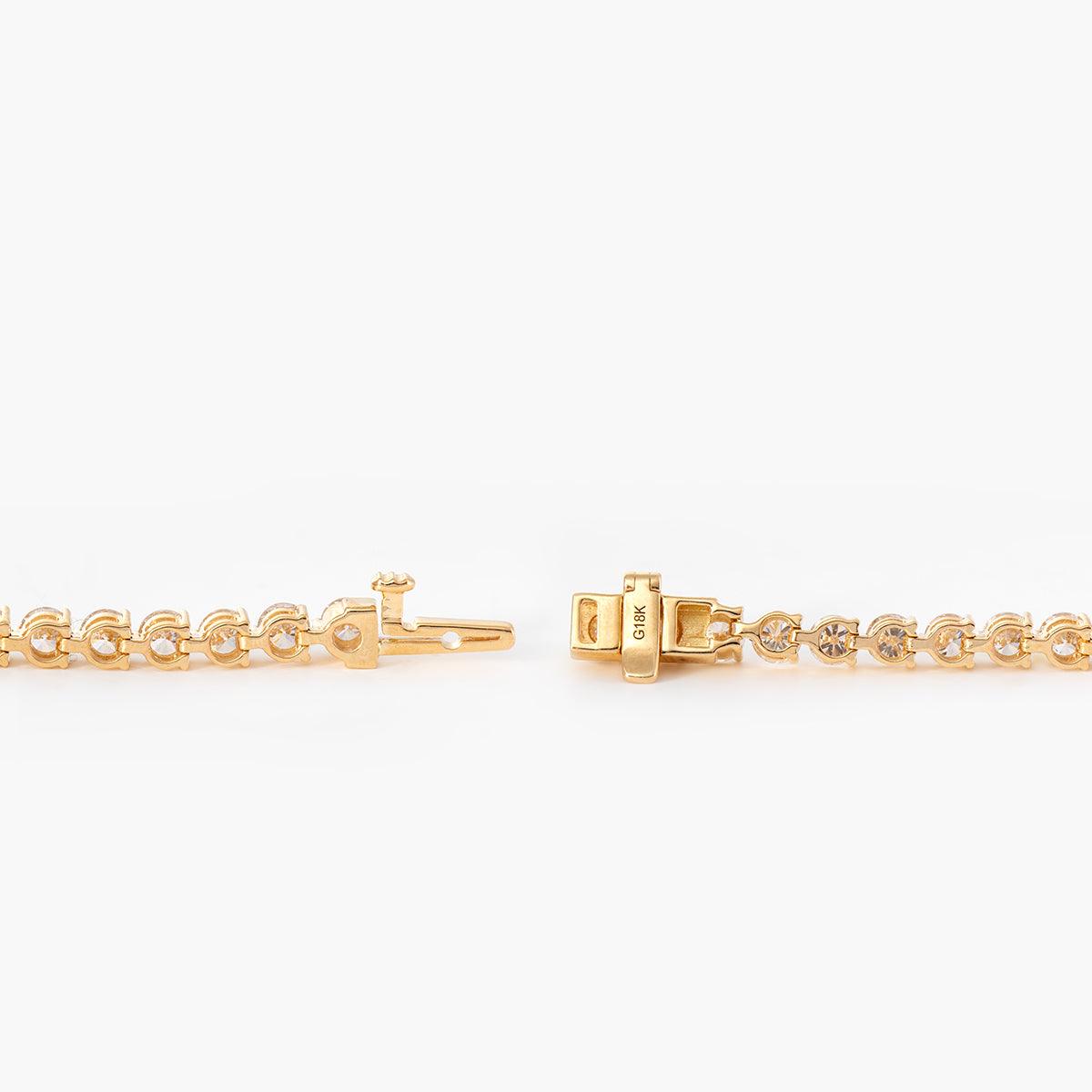 Round Brilliant Cut Lab Diamond Three - Prong Basket Tennis Bracelet with Box Clasp - MMR