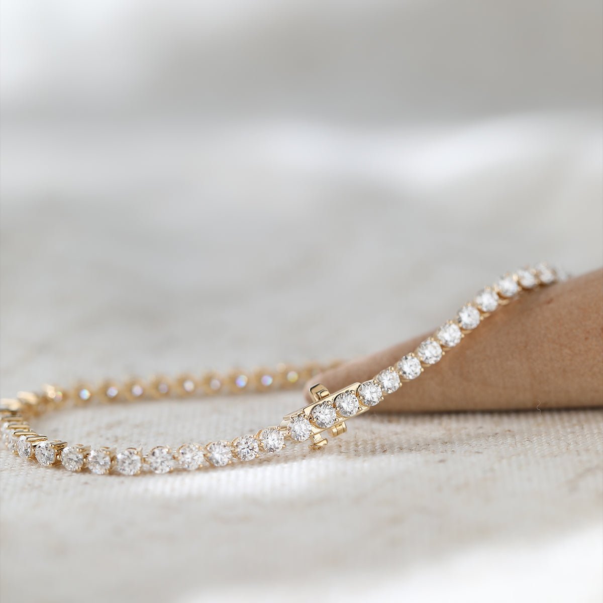 Round Brilliant Cut Lab Diamond Three - Prong Basket Tennis Bracelet with Box Clasp - MMR