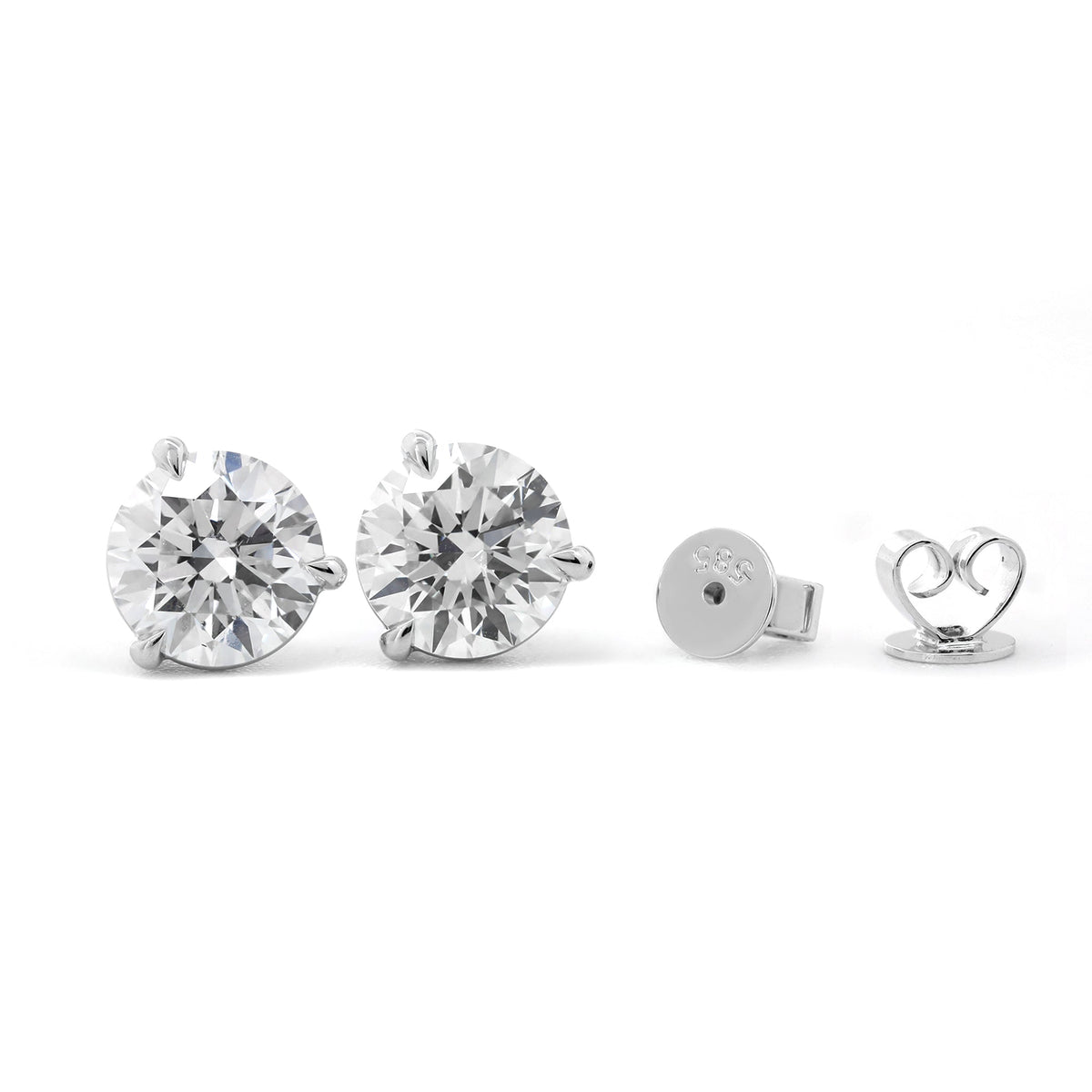 Round Brilliant Lab Diamond 3 - Prong Basket Setting Studs - Fiorese Day - MMR