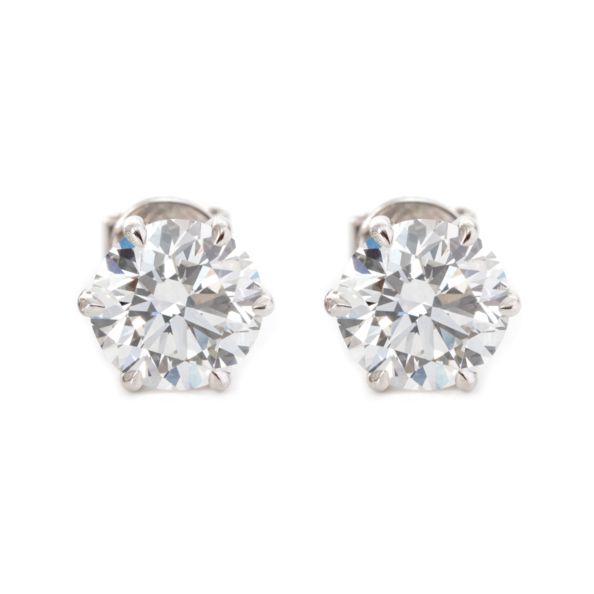 Round Brilliant Lab Diamond 6 - Prong Martini Style Studs - Fiorese Day - MMR