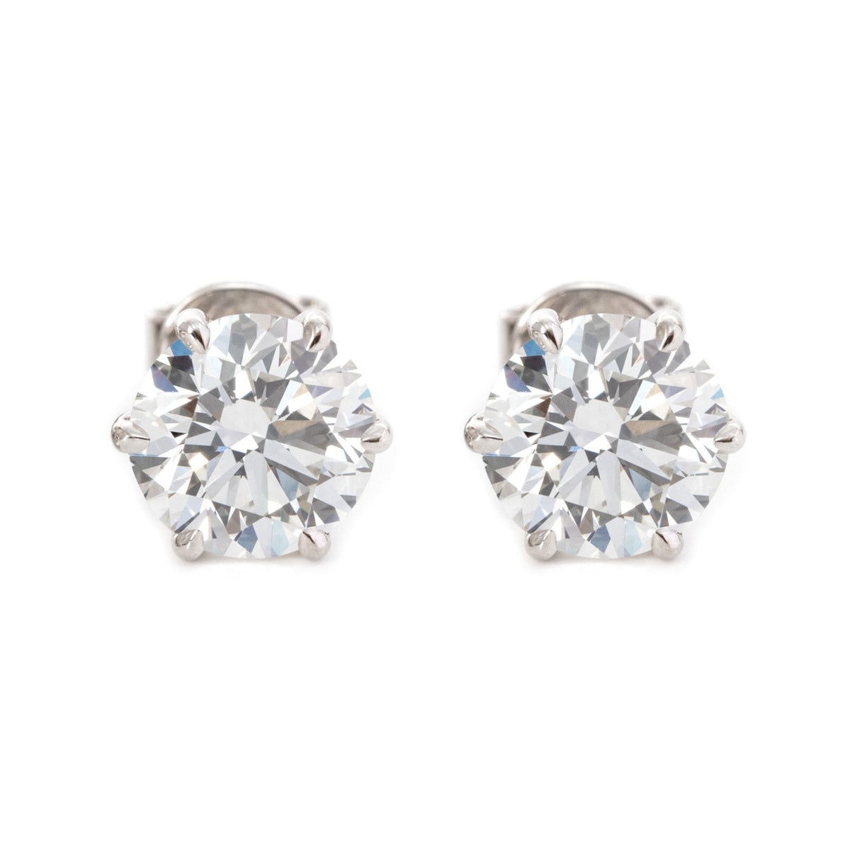 Round Brilliant Lab Diamond 6 - Prong Martini Style Studs - Fiorese Day - MMR