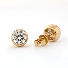 Round brilliant Lab Diamond Bezel Setting Stud Earrings - MMR