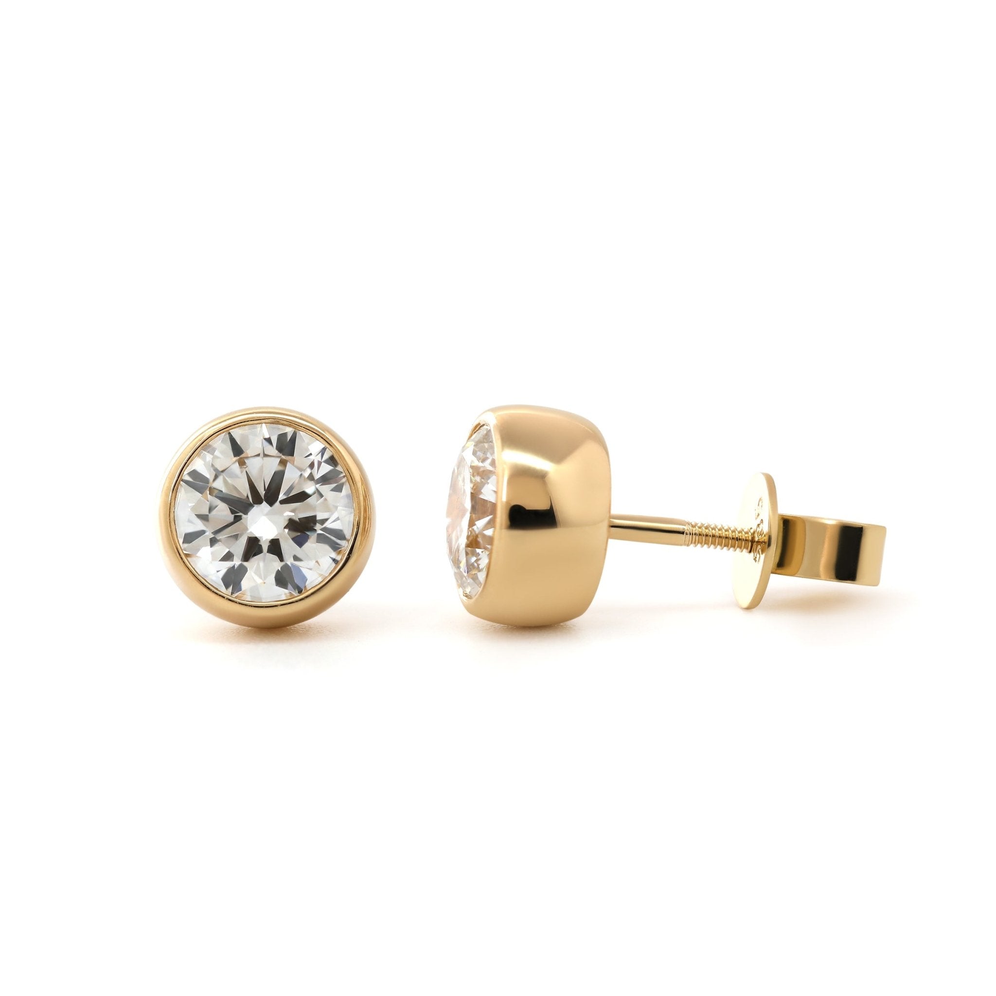 Round brilliant Lab Diamond Bezel Setting Stud Earrings - MMR