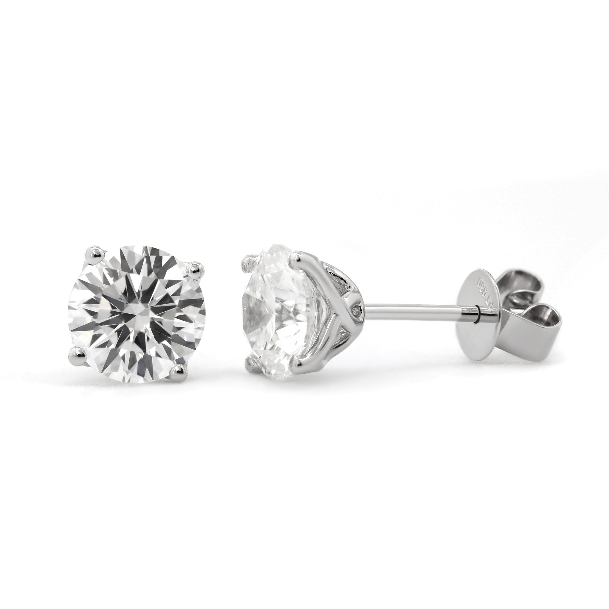 Round Brilliant Lab Diamond Four - Prong Tulip Setting Stud Earrings - MMR