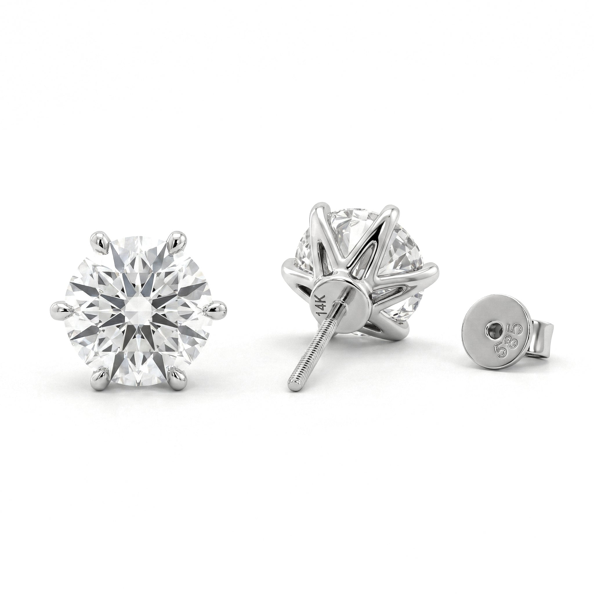 Round Brilliant Six - Prong Crown Setting Studs - MMR