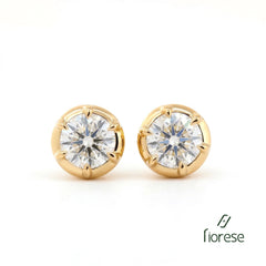 Round Brilliant Stone Bezel Set Studs Earrings - MMR