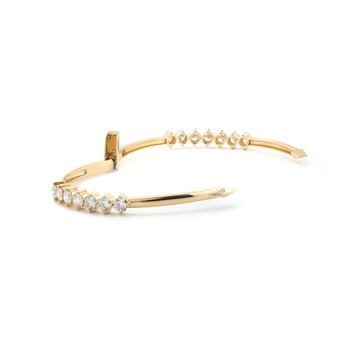 Round Cut Lab Diamond 14 - Stone Open Bangle Bracelet - MMR