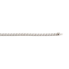 Round Cut Lab Diamond Three - Prong Basket Tennis Bracelet with Floral Marquise Diamond Box Clasp - MMR