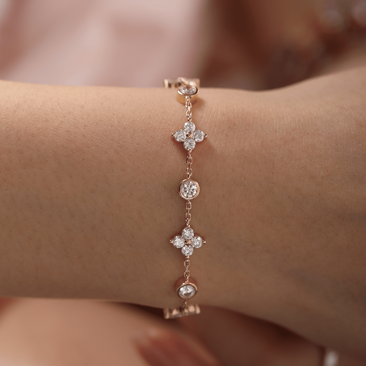 Round Lab Diamond Fancy - Shape Station Chain Bracelet - MMR