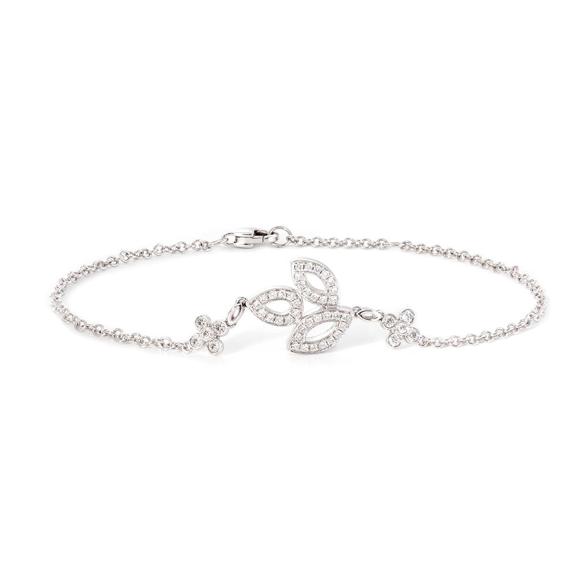 Round Lab Diamond Leaf - Cluster Chain Bracelet - MMR