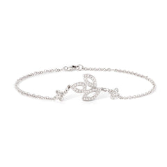 Round Lab Diamond Leaf - Cluster Chain Bracelet - MMR