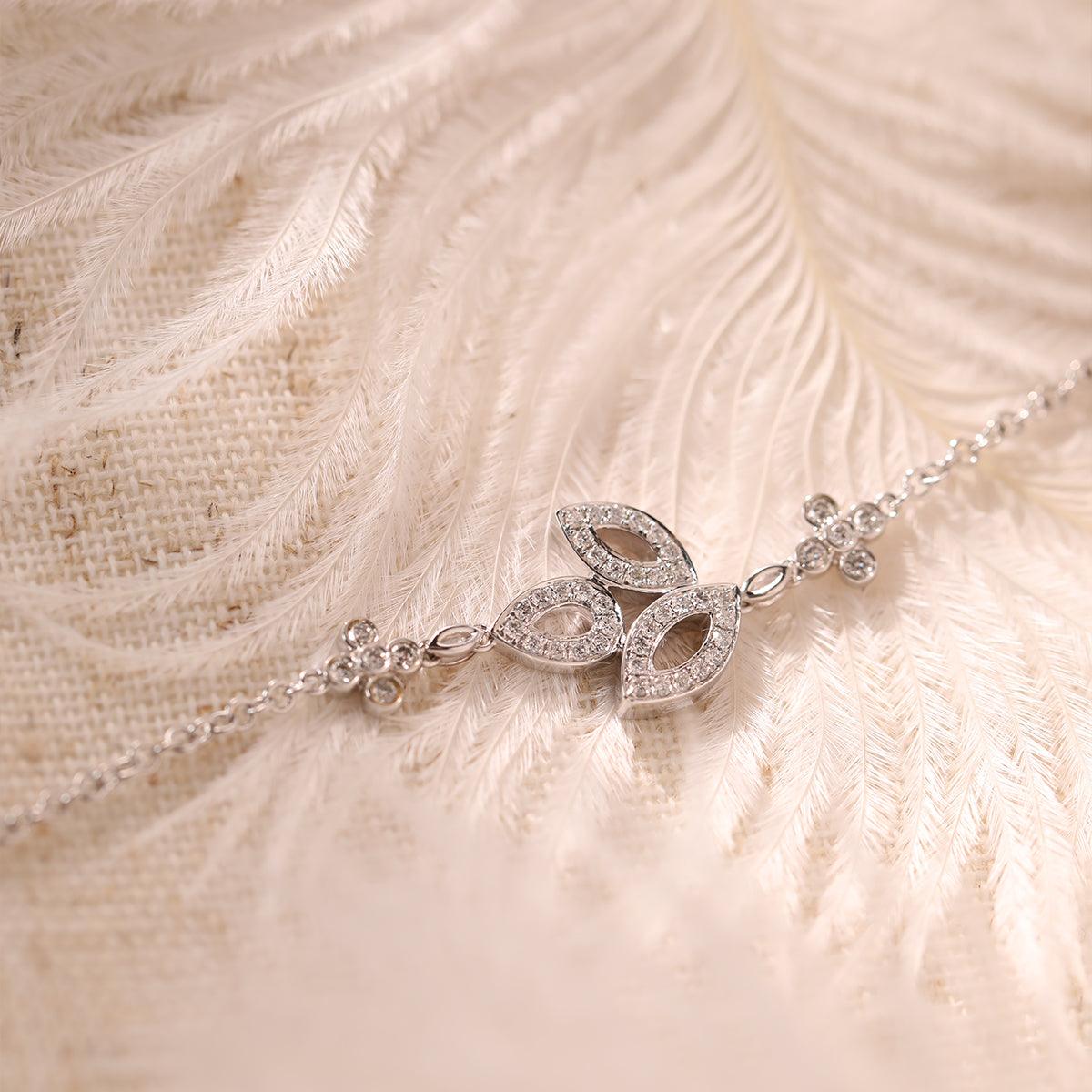 Round Lab Diamond Leaf - Cluster Chain Bracelet - MMR