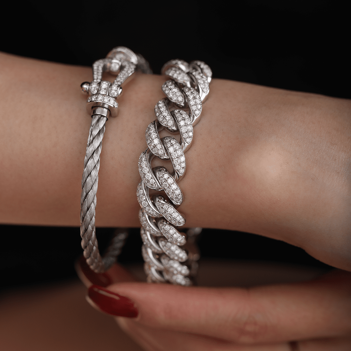 Round Lab Diamond Pave Force Rope Chain Bracelet - MMR