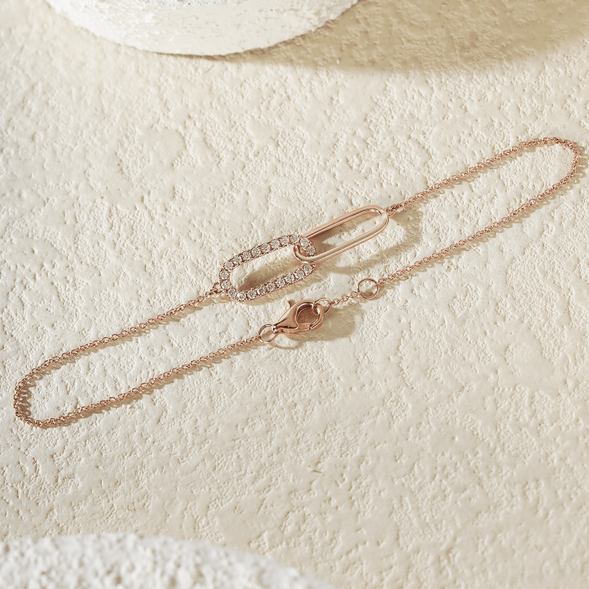 Round Lab Diamond Rectangular Ring - Toi - et - Moi Pave Pendant Chain Bracelet - MMR