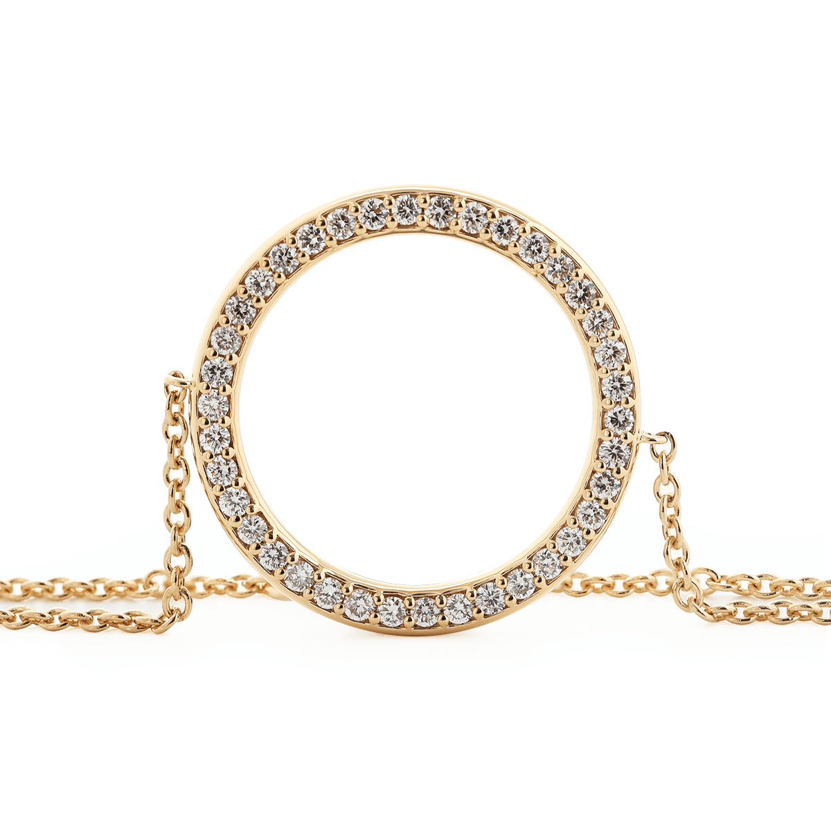 Round Lab Diamond Ring - Shaped Pave Pendant Chain Bracelet - MMR