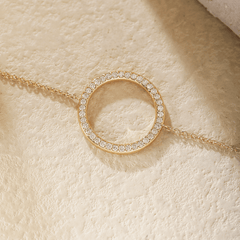 Round Lab Diamond Ring - Shaped Pave Pendant Chain Bracelet - MMR