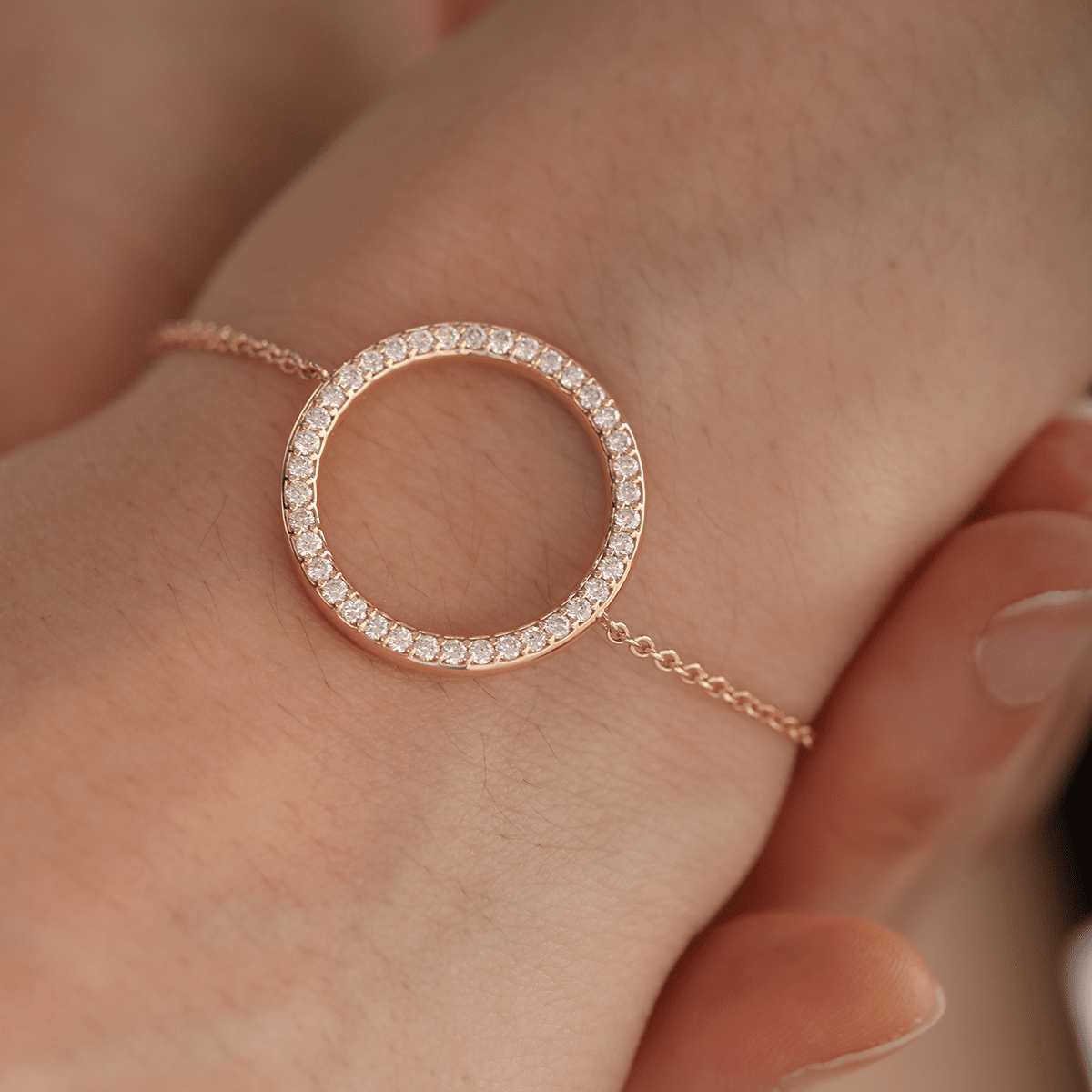 Round Lab Diamond Ring - Shaped Pave Pendant Chain Bracelet - MMR