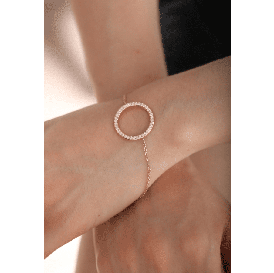 Round Lab Diamond Ring - Shaped Pave Pendant Chain Bracelet - MMR