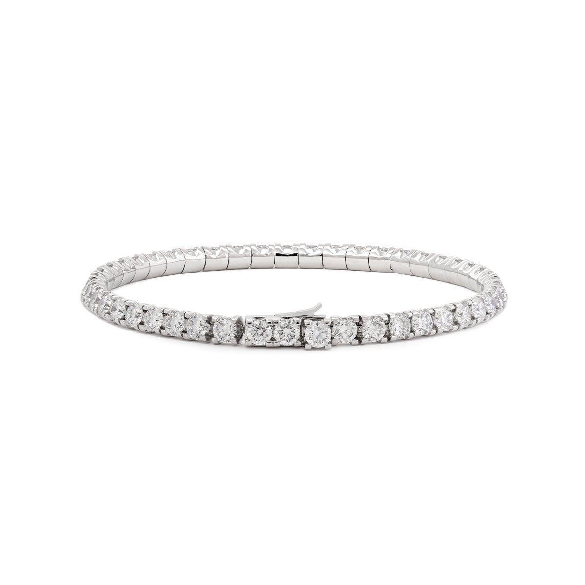 Round Lab Diamond Tennis Bracelet with U - Shaped Pavé Channel - Back Setting - MMR