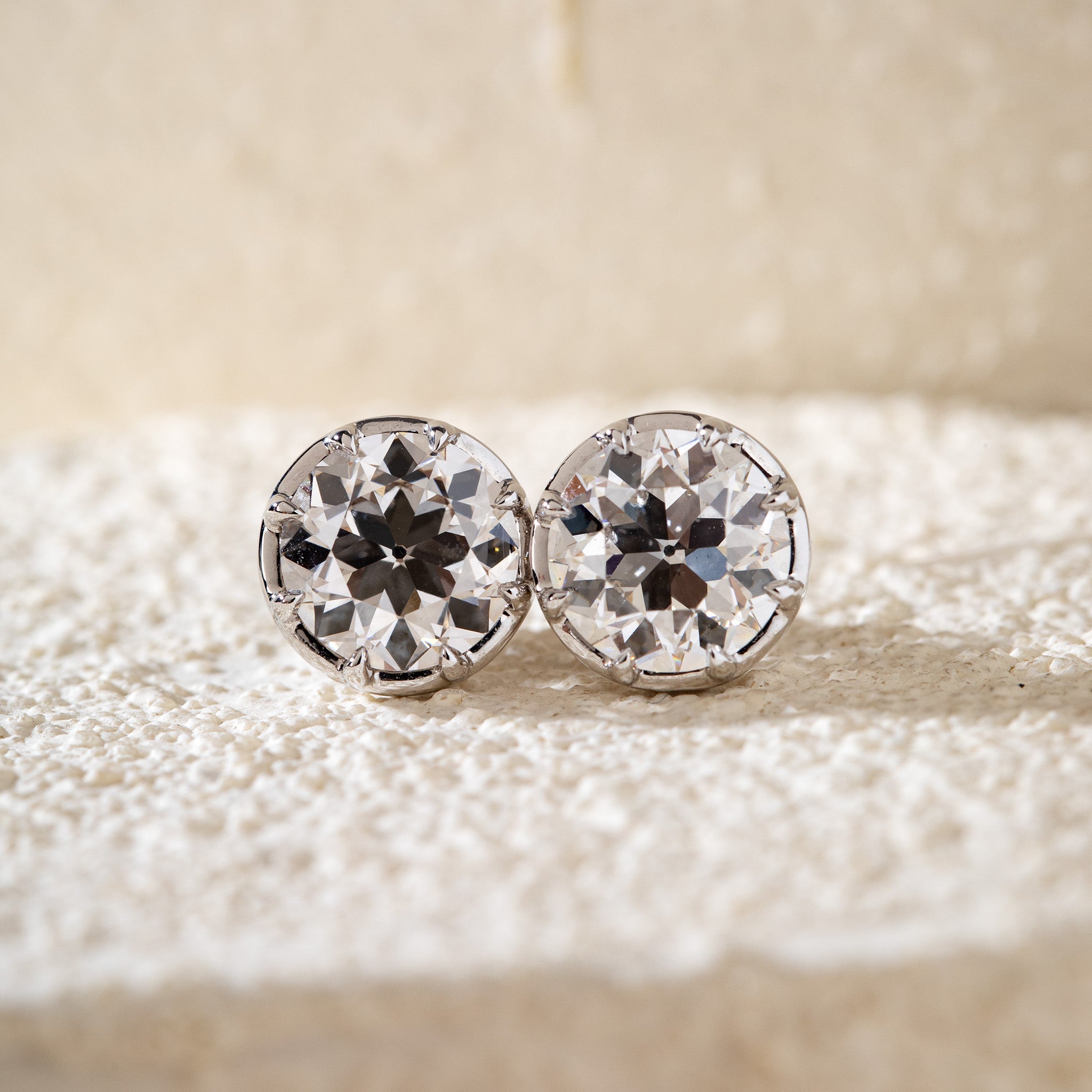 Round Old European Cut Lab Diamond Bezel Set with openwork design - MMR