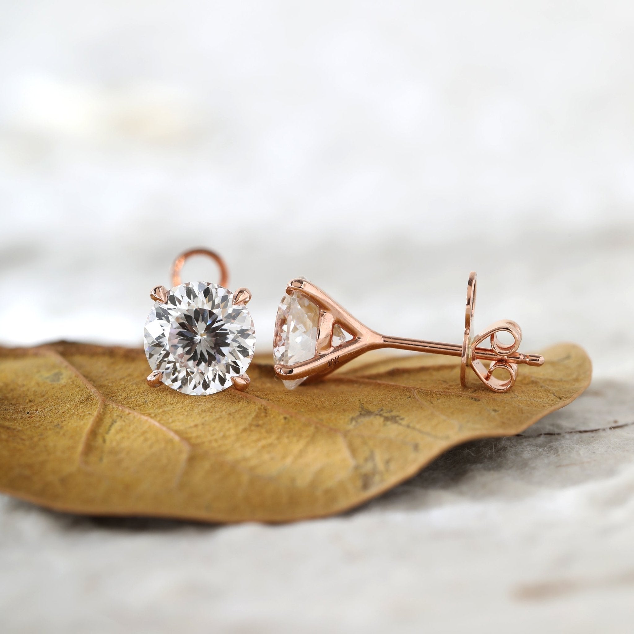 Round Portuguese Cut Lab Diamond Four - prong Martini Studs - MMR