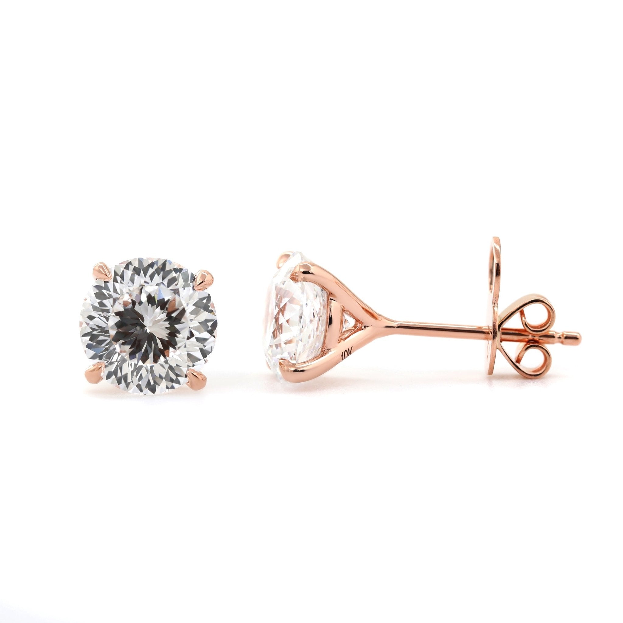 Round Portuguese Cut Lab Diamond Four - prong Martini Studs - MMR