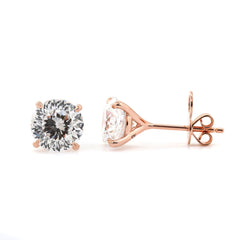 Round Portuguese Cut Lab Diamond Four - prong Martini Studs - MMR