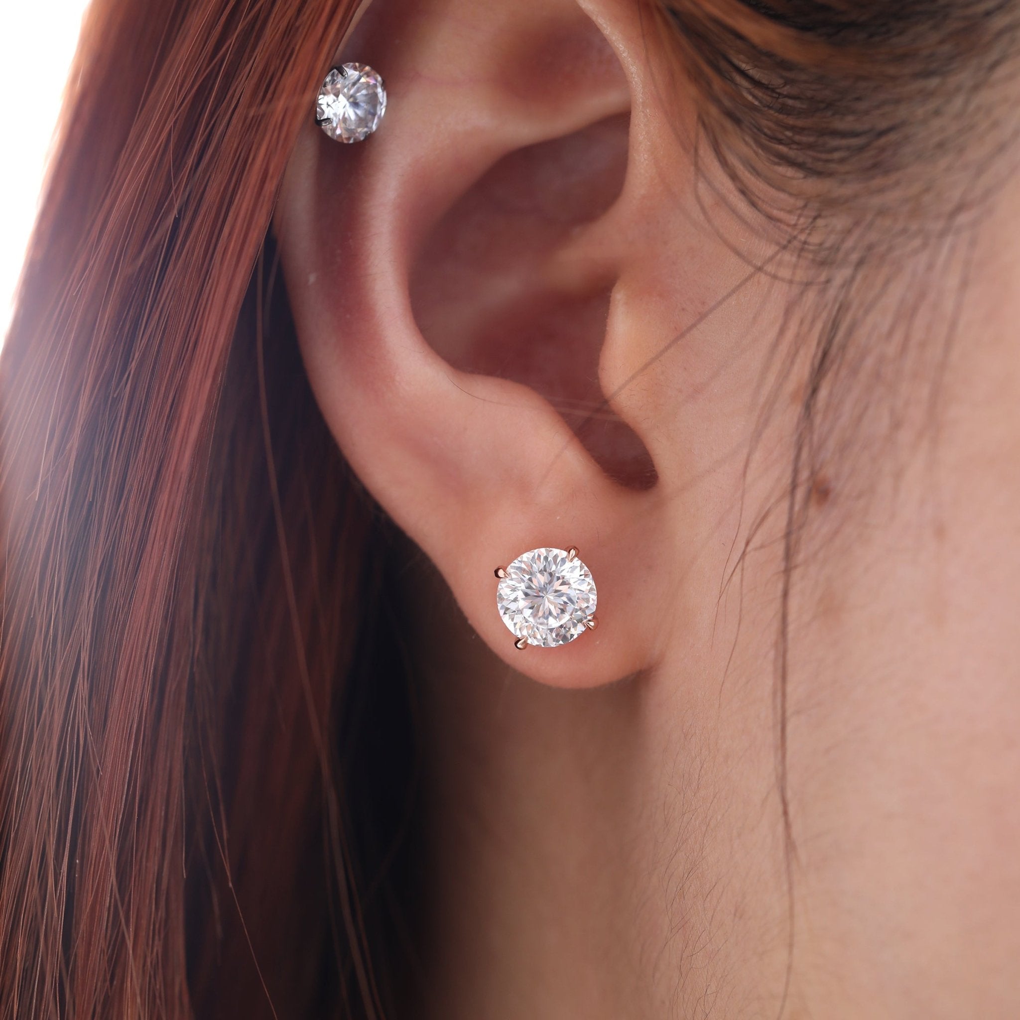 Round Portuguese Cut Lab Diamond Four - prong Martini Studs - MMR