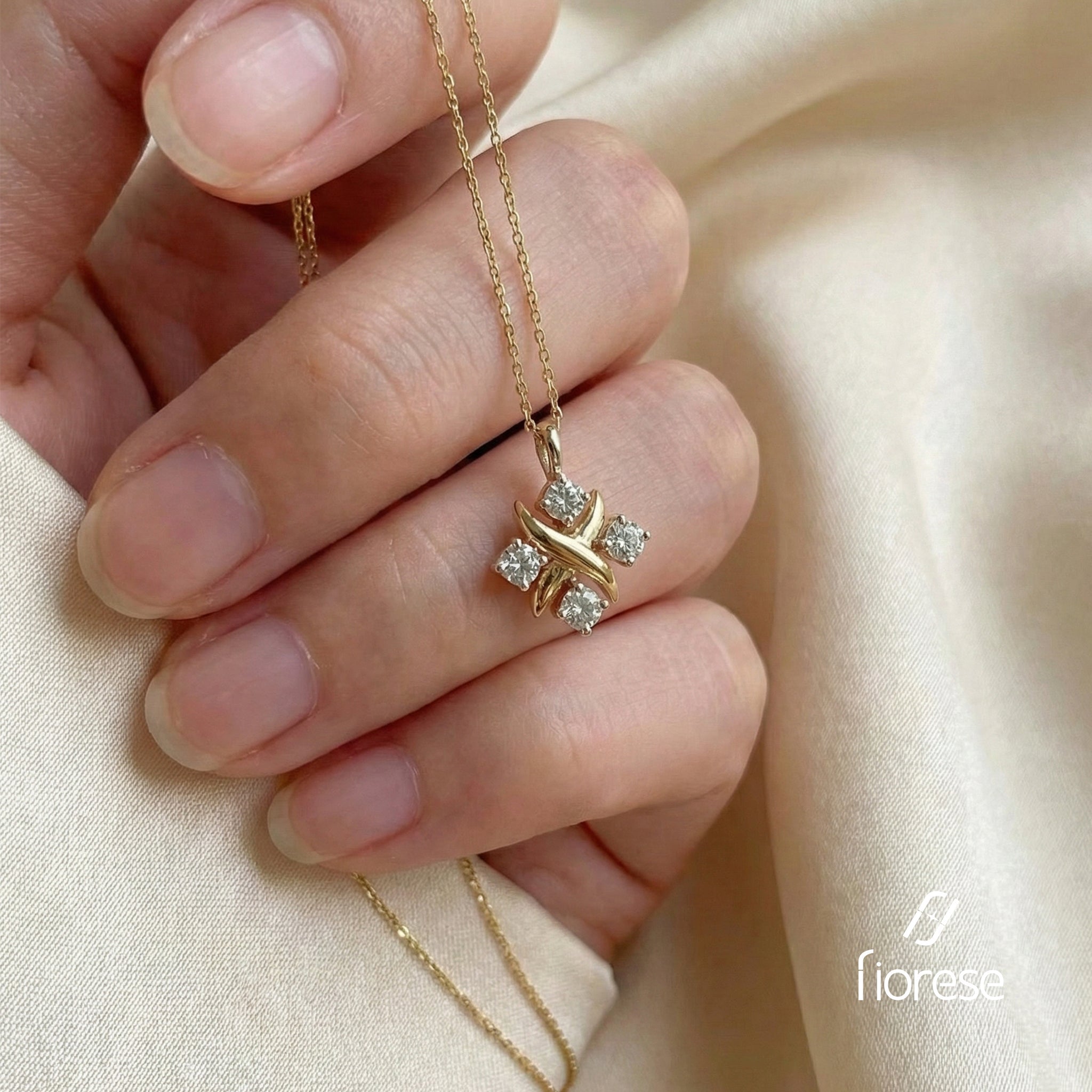 Round Shape Stone Crisscross Pendant Necklace - MMR