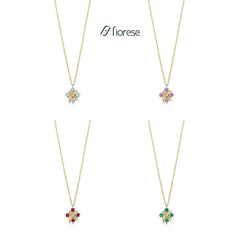 Round Shape Stone Crisscross Pendant Necklace - MMR