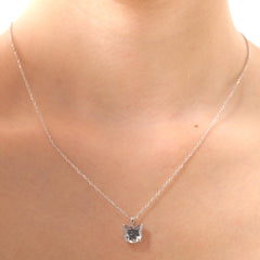 S925 2.92ct Cat Shape Grey Moissanite Pendant Necklace with 16+2 Inches Adjustable Chain - MMR