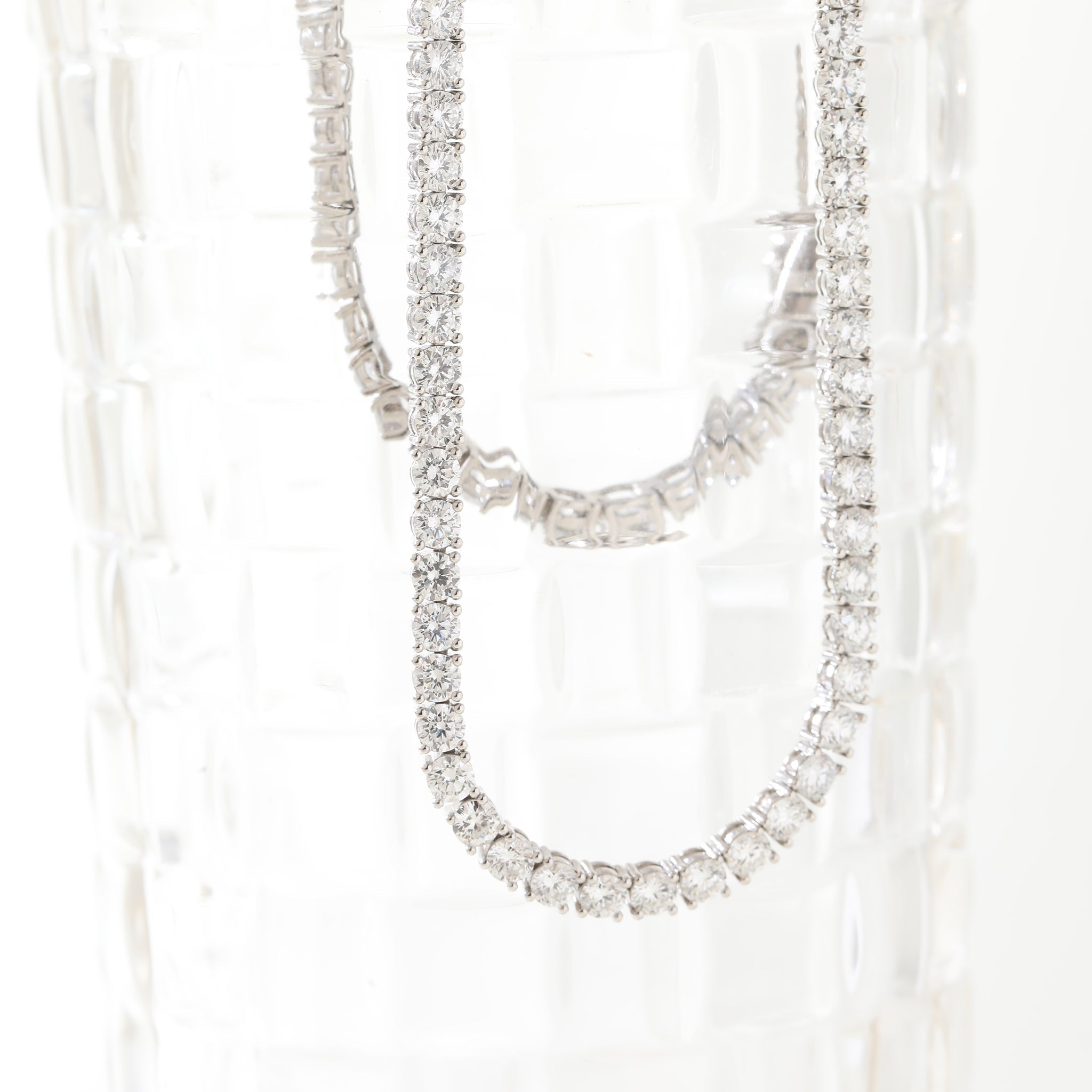 S925 3.3mm Lab Diamond 4 - Prong Basket - Set Tennis Necklace with Side - clasp (13") - MMR