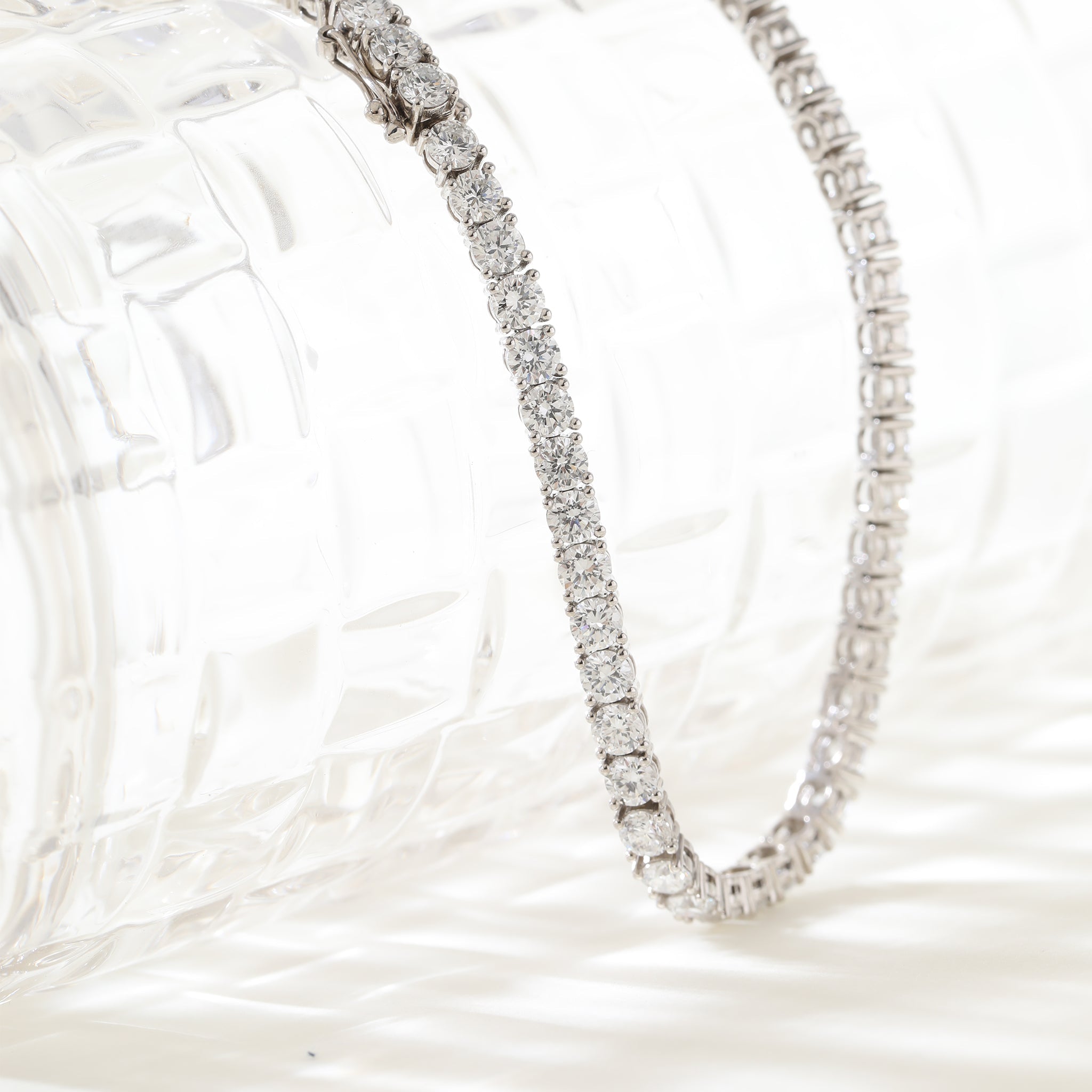 S925 3.3mm Lab Diamond 4 - Prong Basket - Set Tennis Necklace with Side - clasp (13") - MMR